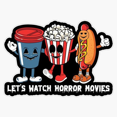 Magnet Lets Watch Horror Movies Popcorn Magnet Vinyl Decal Sticker 5" in Saudi Arabia