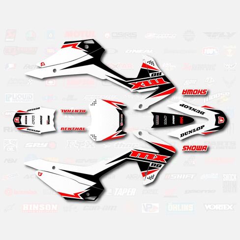 White Red Shift Racing Graphics Kit Fits Honda 13-18 CRF110 CRF 110 Decal Kit in Saudi Arabia