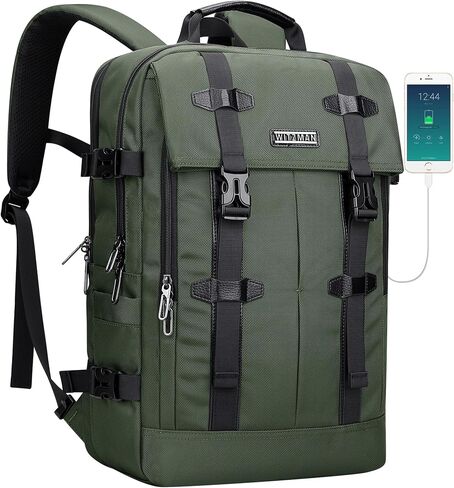 WITZMAN Travel Laptop Backpack for Men Fit 17 inch Computer Carry-on Airline Approved with USB Charging Port(B716 Black) in Saudi Arabia