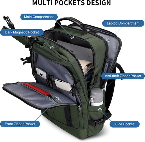 WITZMAN Travel Laptop Backpack for Men Fit 17 inch Computer Carry-on Airline Approved with USB Charging Port(B716 Black) in Saudi Arabia