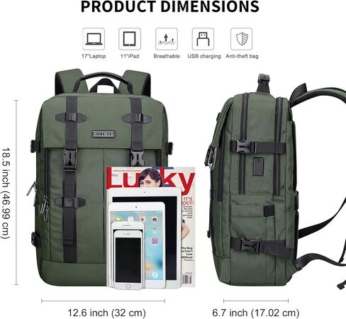 WITZMAN Travel Laptop Backpack for Men Fit 17 inch Computer Carry-on Airline Approved with USB Charging Port(B716 Black) in Saudi Arabia