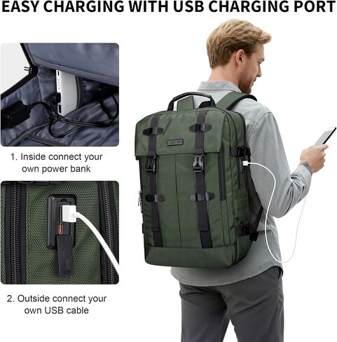 WITZMAN Travel Laptop Backpack for Men Fit 17 inch Computer Carry-on Airline Approved with USB Charging Port(B716 Black) in Saudi Arabia