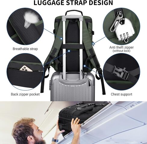 WITZMAN Travel Laptop Backpack for Men Fit 17 inch Computer Carry-on Airline Approved with USB Charging Port(B716 Black) in Saudi Arabia