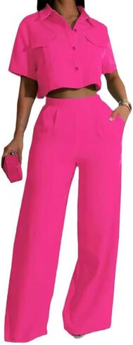 Women's Casual Tops Pants Two Piece Matching Sets Outfits in Saudi Arabia