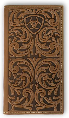 ARIAT Scrolling Embossed Rodeo Wallet, Medium Brown in Saudi Arabia
