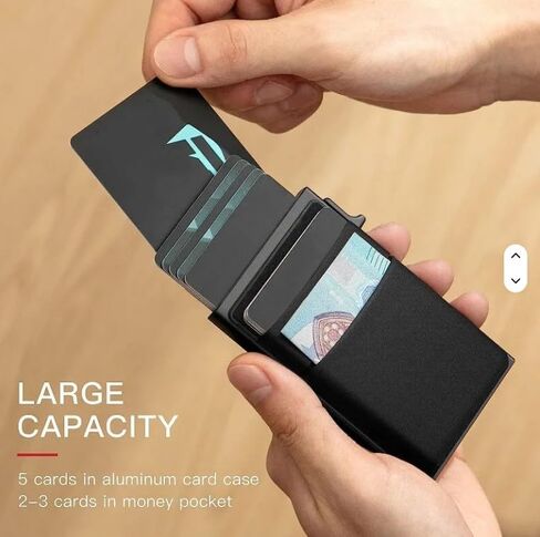 Slim Aluminum Card Holder – RFID Blocking Metal Wallet with Elastic Band, Minimalist Front Pocket Men’s Wallet, Holds Credit Cards, Bills & ID, Lightweight and Durable (Blue) in Saudi Arabia