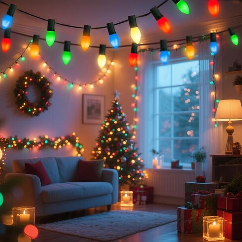 Joiedomi 25 Pack C7 Bulb, Replacement Light Bulbs for Christmas Outdoor, Indoor, Lawn, Tree, Panel Decor, E12 Candelabra Base, Longer Life 120 Volt, 6W in Kuwait