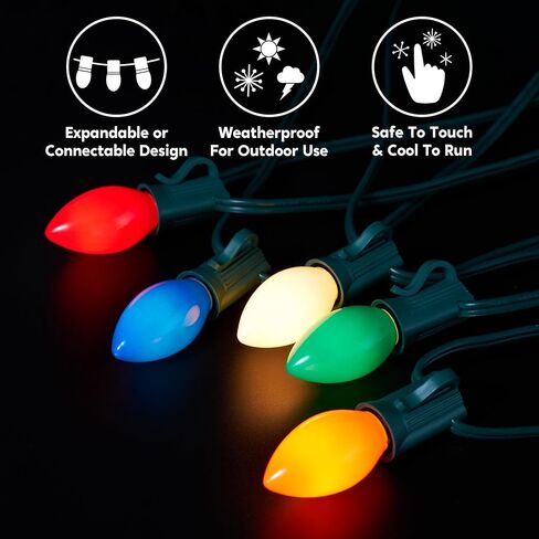 Joiedomi 25 Pack C7 Bulb, Replacement Light Bulbs for Christmas Outdoor, Indoor, Lawn, Tree, Panel Decor, E12 Candelabra Base, Longer Life 120 Volt, 6W in Kuwait