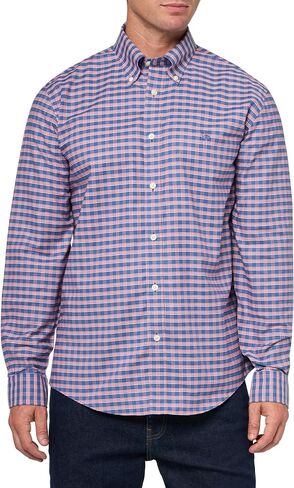 Brooks Brothers Stretch Cotton Non-Iron Oxford Polo Button Down Collar, Navy Ground Check Shirt, Navygroundchk in Saudi Arabia