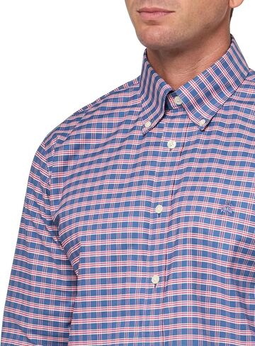 Brooks Brothers Stretch Cotton Non-Iron Oxford Polo Button Down Collar, Navy Ground Check Shirt, Navygroundchk in Saudi Arabia
