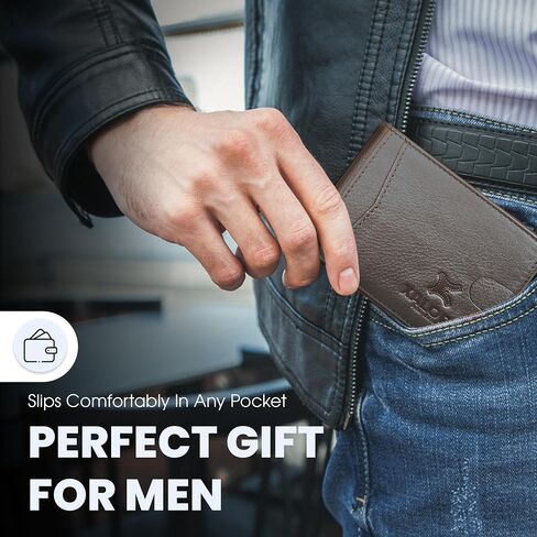XALORA Mens Wallet Genuine Nappa Leather Wallet Stylish Slim Bifold RFID Blocking – 2 ID Windows | 11 Card Holder | Cash Pocket & Gift Box - Brown in Saudi Arabia