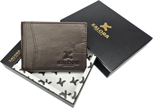 XALORA Mens Wallet Genuine Nappa Leather Wallet Stylish Slim Bifold RFID Blocking – 2 ID Windows | 11 Card Holder | Cash Pocket & Gift Box - Brown in Saudi Arabia