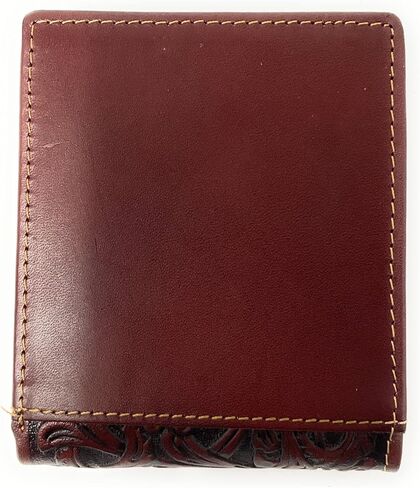 Western Men's Cowboy Leather Floral Tooled Laser Cut Mexican 50 Pesos Short Wallet in 5 colors (Brown/Tan) in Saudi Arabia