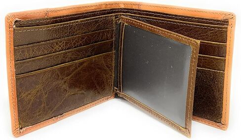 Western Men's Cowboy Leather Floral Tooled Laser Cut Mexican 50 Pesos Short Wallet in 5 colors (Brown/Tan) in Saudi Arabia