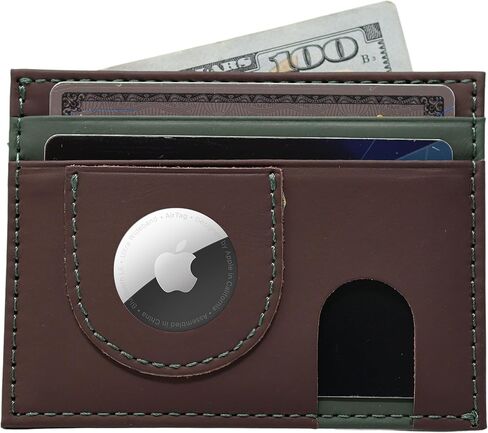 Havee Pico Genuine Top Grain Cowhide Leather Card Wallet with AirTag Slot and RFID Blocking Protection - Brown in Saudi Arabia