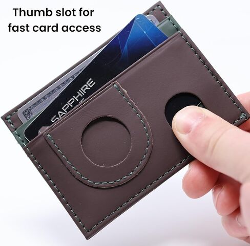 Havee Pico Genuine Top Grain Cowhide Leather Card Wallet with AirTag Slot and RFID Blocking Protection - Brown in Saudi Arabia