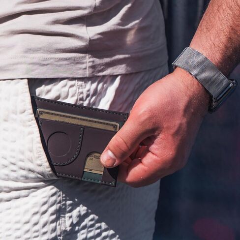 Havee Pico Genuine Top Grain Cowhide Leather Card Wallet with AirTag Slot and RFID Blocking Protection - Brown in Saudi Arabia