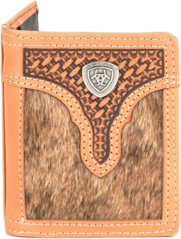 ARIAT Bifold Flip Calf Hair Basketweave Wallet, Natural in Saudi Arabia