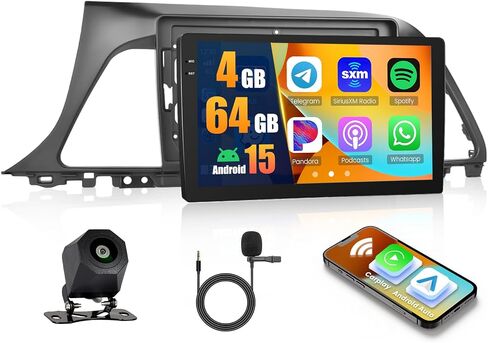 Hikity 9 "Android Car Radio Touchscreen Car Stereo لـ Hyundai Sonata 2015 2016 2017 مع Carplay اللاسلكي Android Auto 2+64G Link GPS WiFi Bluetooth SWC Cam FM MIC in Saudi Arabia