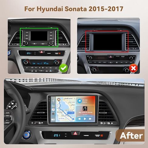 Hikity 9 "Android Car Radio Touchscreen Car Stereo لـ Hyundai Sonata 2015 2016 2017 مع Carplay اللاسلكي Android Auto 2+64G Link GPS WiFi Bluetooth SWC Cam FM MIC in Saudi Arabia