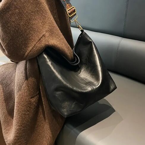 Oversize Pu Leather Tote Women Weekender Bag Shopper bag Travel Purse, Crossbody Bag Capacity Shoulder Bags-Black in Saudi Arabia