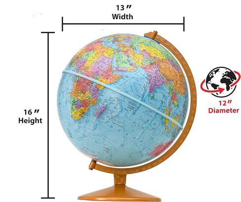 Replogle Explorer World Blue Ocean Globe، سطح المكتب، قطر 12 بوصة، رسم خرائط حديث، إغاثة مرتفعة، تعليمية، مثالية للطلاب من جميع الأعمار in Kuwait