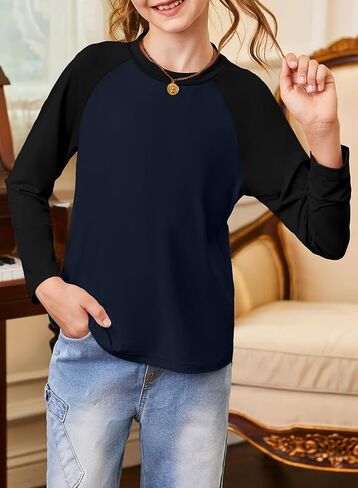 blibean Tween Girls Color Blocked Long Sleeve T-Shirt Size 6-15 Years in Kuwait