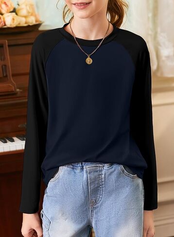 blibean Tween Girls Color Blocked Long Sleeve T-Shirt Size 6-15 Years in Kuwait