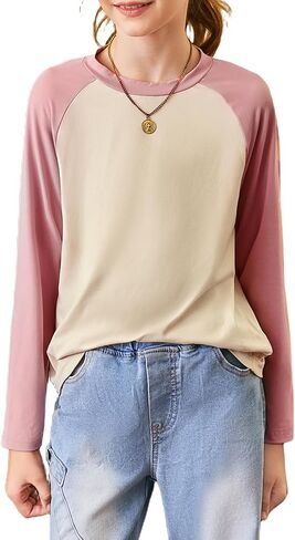 blibean Tween Girls Color Blocked Long Sleeve T-Shirt Size 6-15 Years in Kuwait