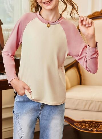 blibean Tween Girls Color Blocked Long Sleeve T-Shirt Size 6-15 Years in Kuwait