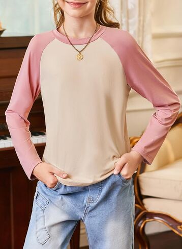 blibean Tween Girls Color Blocked Long Sleeve T-Shirt Size 6-15 Years in Kuwait