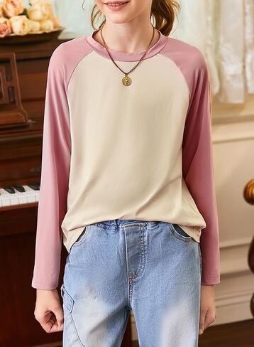 blibean Tween Girls Color Blocked Long Sleeve T-Shirt Size 6-15 Years in Kuwait