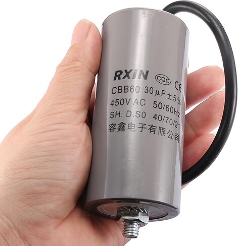 مكثف تشغيل uxcell CBB60 35 فائق التوهج 450 فولت تيار متردد 2 سلك 50/60 هرتز أسطوانة 96 × 45 مم مع طرف، مسمار تثبيت M8 لمحرك مضخة المياه لضاغط الهواء in Kuwait