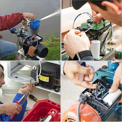 مكثف تشغيل uxcell CBB60 35 فائق التوهج 450 فولت تيار متردد 2 سلك 50/60 هرتز أسطوانة 96 × 45 مم مع طرف، مسمار تثبيت M8 لمحرك مضخة المياه لضاغط الهواء in Kuwait