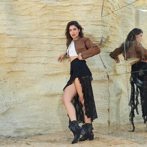 IXU Cowboy Boots for Women Ankle Cowgirl Boots Pointed Toe Short Western Booties in Kuwait