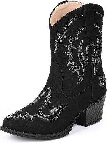 IXU Cowboy Boots for Women Ankle Cowgirl Boots Pointed Toe Short Western Booties in Kuwait