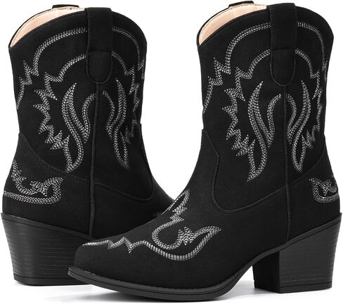 IXU Cowboy Boots for Women Ankle Cowgirl Boots Pointed Toe Short Western Booties in Kuwait