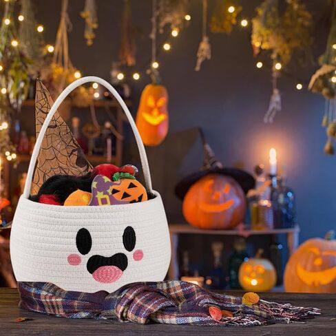 Halloween Basket for Kids, Pumpkin Basket with Handle, Trick or Treat Bucket, Small Orange Halloween Decorations, Pumpkin Candy Bucket Halloween Party Favors in Saudi Arabia