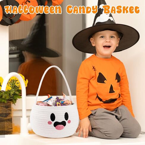 Halloween Basket for Kids, Pumpkin Basket with Handle, Trick or Treat Bucket, Small Orange Halloween Decorations, Pumpkin Candy Bucket Halloween Party Favors in Saudi Arabia