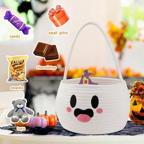 Halloween Basket for Kids, Pumpkin Basket with Handle, Trick or Treat Bucket, Small Orange Halloween Decorations, Pumpkin Candy Bucket Halloween Party Favors in Saudi Arabia