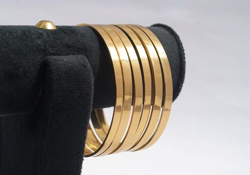 Pure Hands Set of 6 Handmade Slim Plain Brass Bangles – Polished Golden Finish Chunky Stackable Bracelets for Women – Minimalist Jewelry – Sunny Speckle Collection in Saudi Arabia