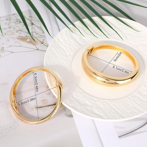 2pcs Chunky Gold Bracelet, 2 Design Adjustable Twist Chunky Cuff Bracelet Wide Cuff Bangle with Convenient Hinge Gold Trendy Stack Jewelry for Women Gifts in Saudi Arabia