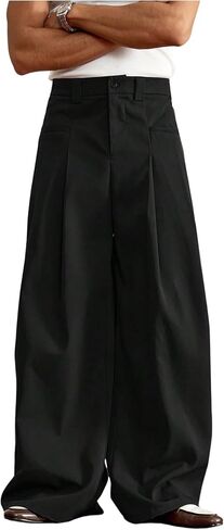 Verdusa Men's Wide Leg Dress Pants Business Casual Baggy Trousers with Pockets in Saudi Arabia