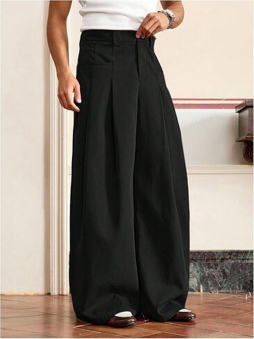 Verdusa Men's Wide Leg Dress Pants Business Casual Baggy Trousers with Pockets in Saudi Arabia