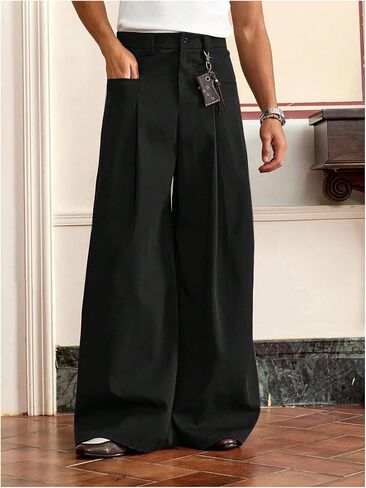Verdusa Men's Wide Leg Dress Pants Business Casual Baggy Trousers with Pockets in Saudi Arabia