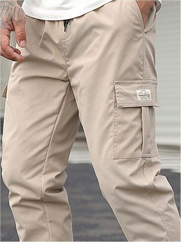 OYOANGLE Men's Cargo Jogger Pants Drawstring Waist Flap Pocket Tapered Outdoor Pants in Saudi Arabia