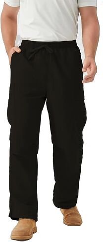 EMMA COLE Men's Wide Leg Drawstring Waist Relaxed Fit Cargo Pants Loose Fit Casual Pants with Side Pockets in Saudi Arabia
