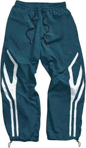 Men's Y2K Color Block Baggy Parachute Pants Wide Leg Pants Hip Hop Track Trousers Casual Streetwear in Saudi Arabia