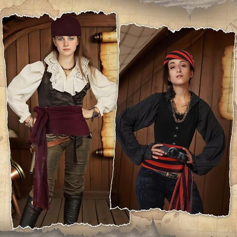 Pirate Costume Men Women Halloween Bandana and Belt Set Accessories for Pirate Hat Styling & Themed Adventures in Saudi Arabia