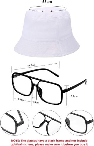 SATINIOR 80s 90s Hip Hop Costume Outfit Kit, 5 Pcs Dollar Chain Necklace Ring Bucket Hat Glasses Earring for Rapper Men Women in Saudi Arabia